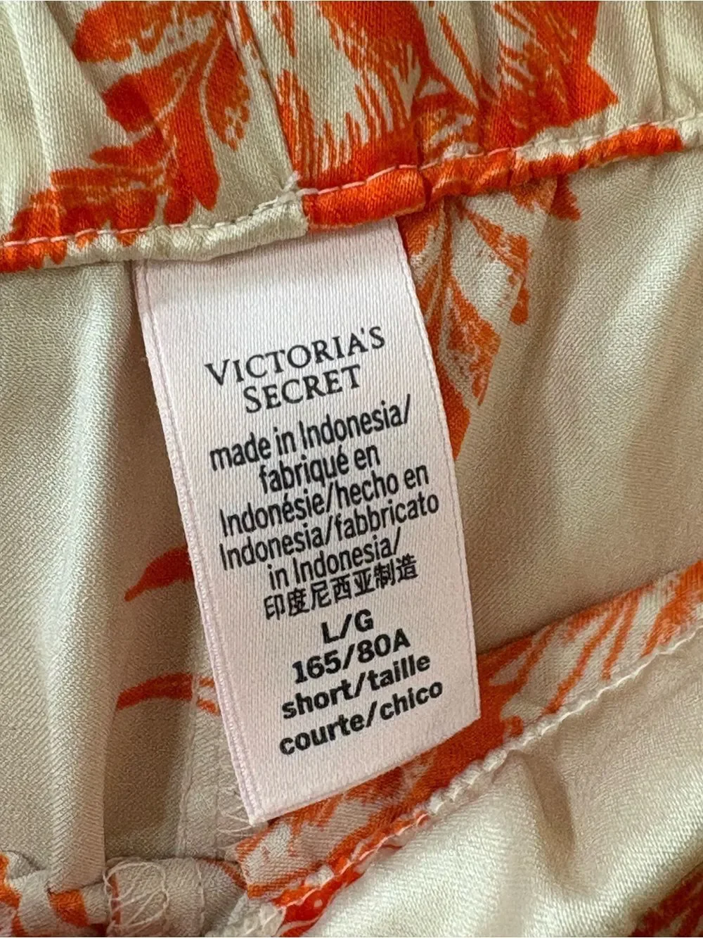 Victoria’s Secret Pajama Set Orange Tropical Toile Size L